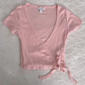 Pink Topshop tie up crop top